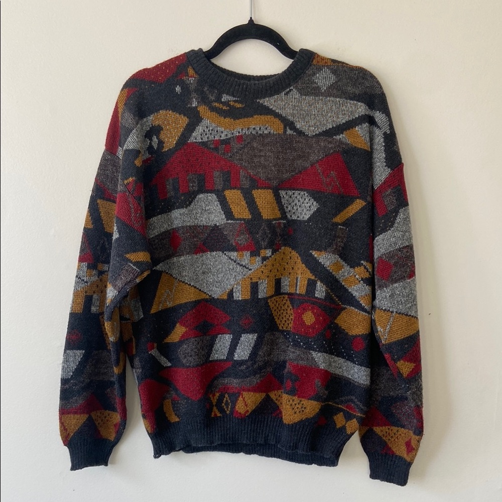 Paulo Conti Vintage Geometric Patterned Sweater - Multicolor - Large